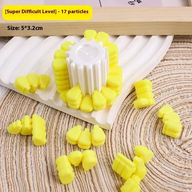 3D printed corn-shaped Tetris puzzle cube brain teaser toy