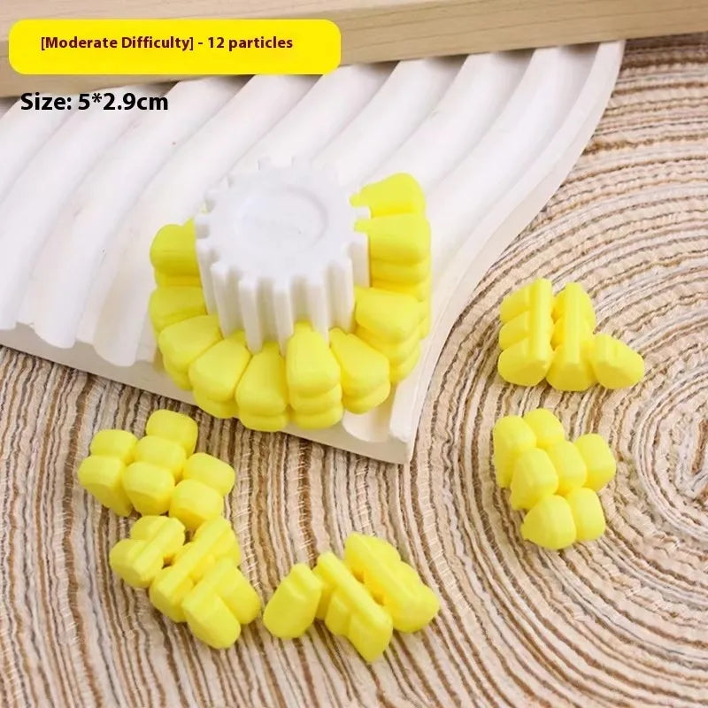 3D printed corn-shaped Tetris puzzle cube brain teaser toy