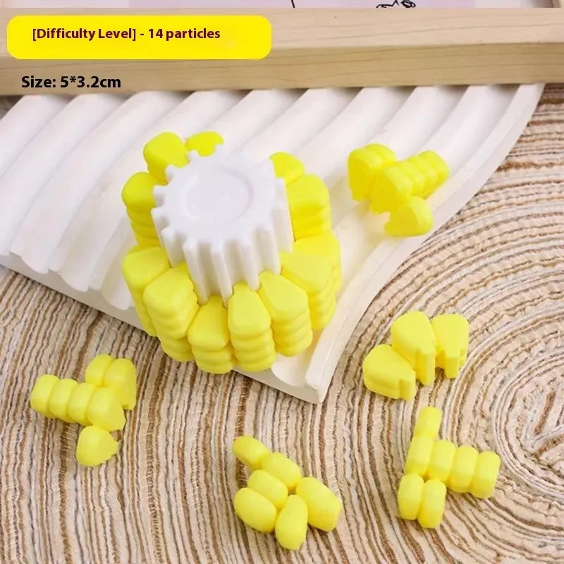 3D printed corn-shaped Tetris puzzle cube brain teaser toy