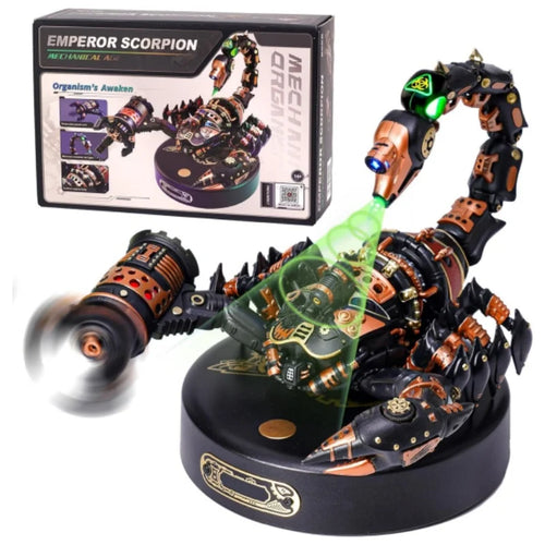 3D metal emperor scorpion model kit with LED light, industrial-style DIY puzzle for display