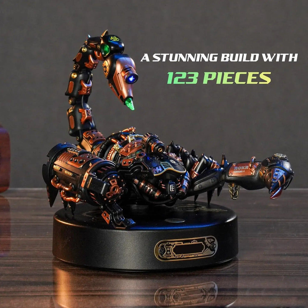 3D metal emperor scorpion model kit with LED light, industrial-style DIY puzzle for display