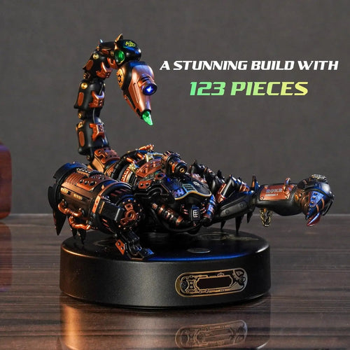 3D metal emperor scorpion model kit with LED light, industrial-style DIY puzzle for display