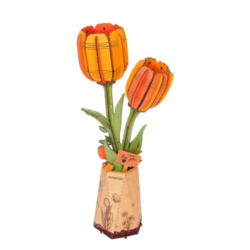 3D wooden flower bouquet puzzle, DIY eternal blooms craft model kit