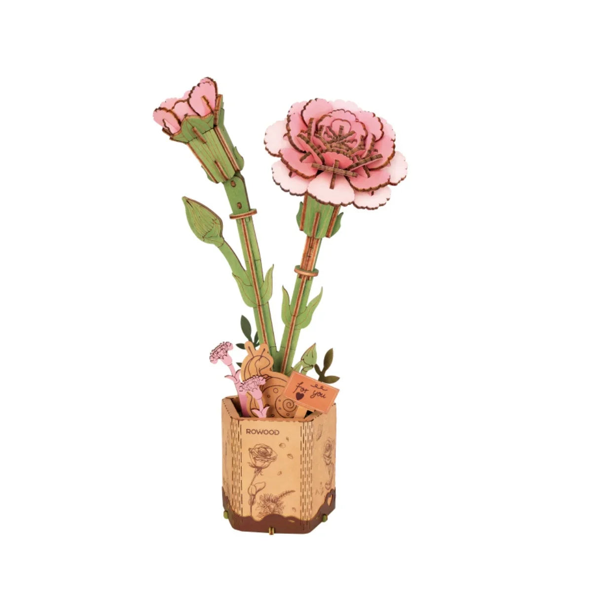 3D wooden flower bouquet puzzle, DIY eternal blooms craft model kit