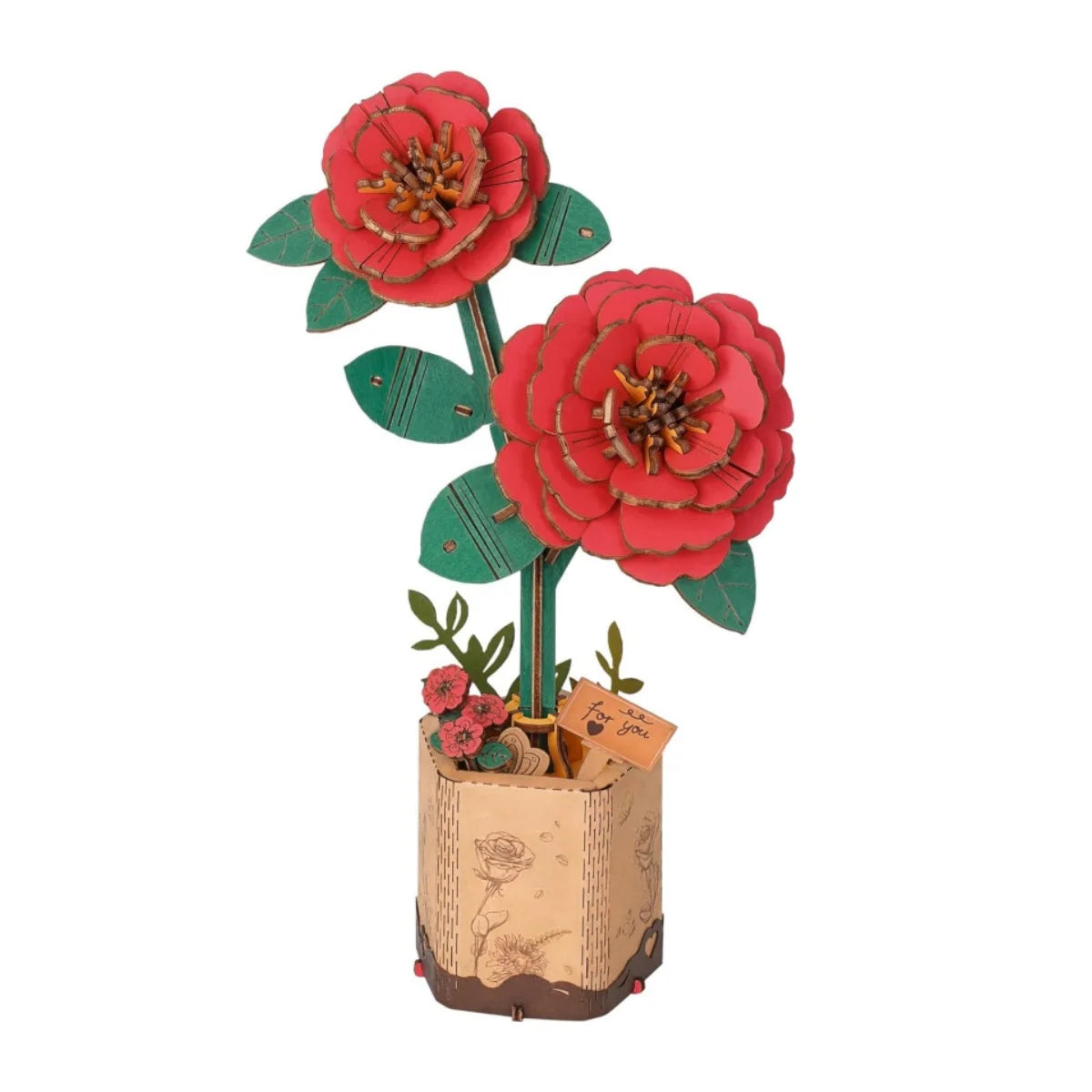 3D wooden flower bouquet puzzle, DIY eternal blooms craft model kit