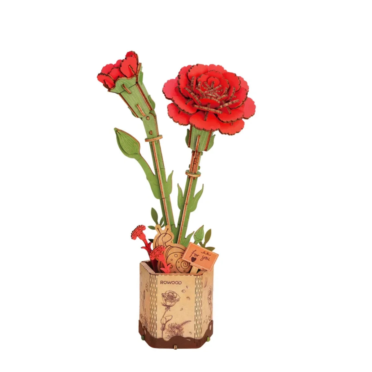 3D wooden flower bouquet puzzle, DIY eternal blooms craft model kit