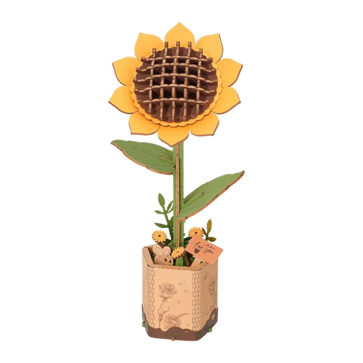 3D wooden flower bouquet puzzle, DIY eternal blooms craft model kit