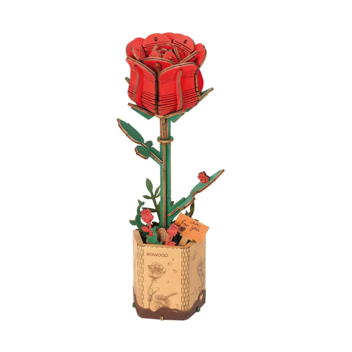 3D wooden flower bouquet puzzle, DIY eternal blooms craft model kit