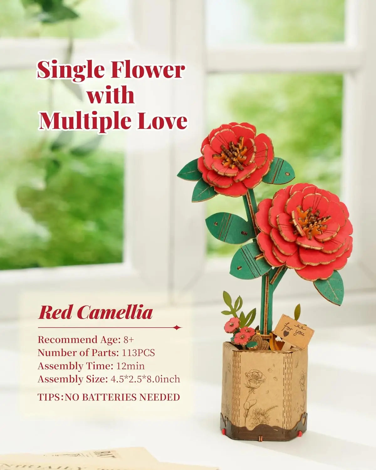 3D wooden flower bouquet puzzle, DIY eternal blooms craft model kit