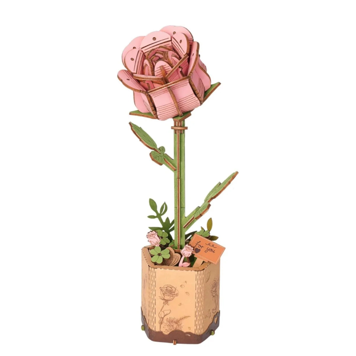3D wooden flower bouquet puzzle, DIY eternal blooms craft model kit
