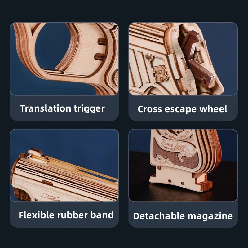 3D wooden mechanical puzzle, self-assembly DIY construction model kit