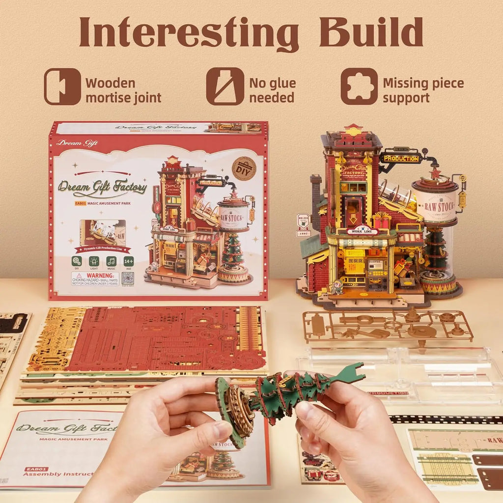 3D wooden music box model kit, Dream Factory DIY mechanical puzzle build for adults
