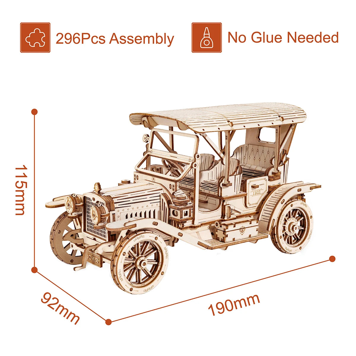 3D wooden classic car puzzles at 1:15 scale, vintage vehicle DIY model building kits