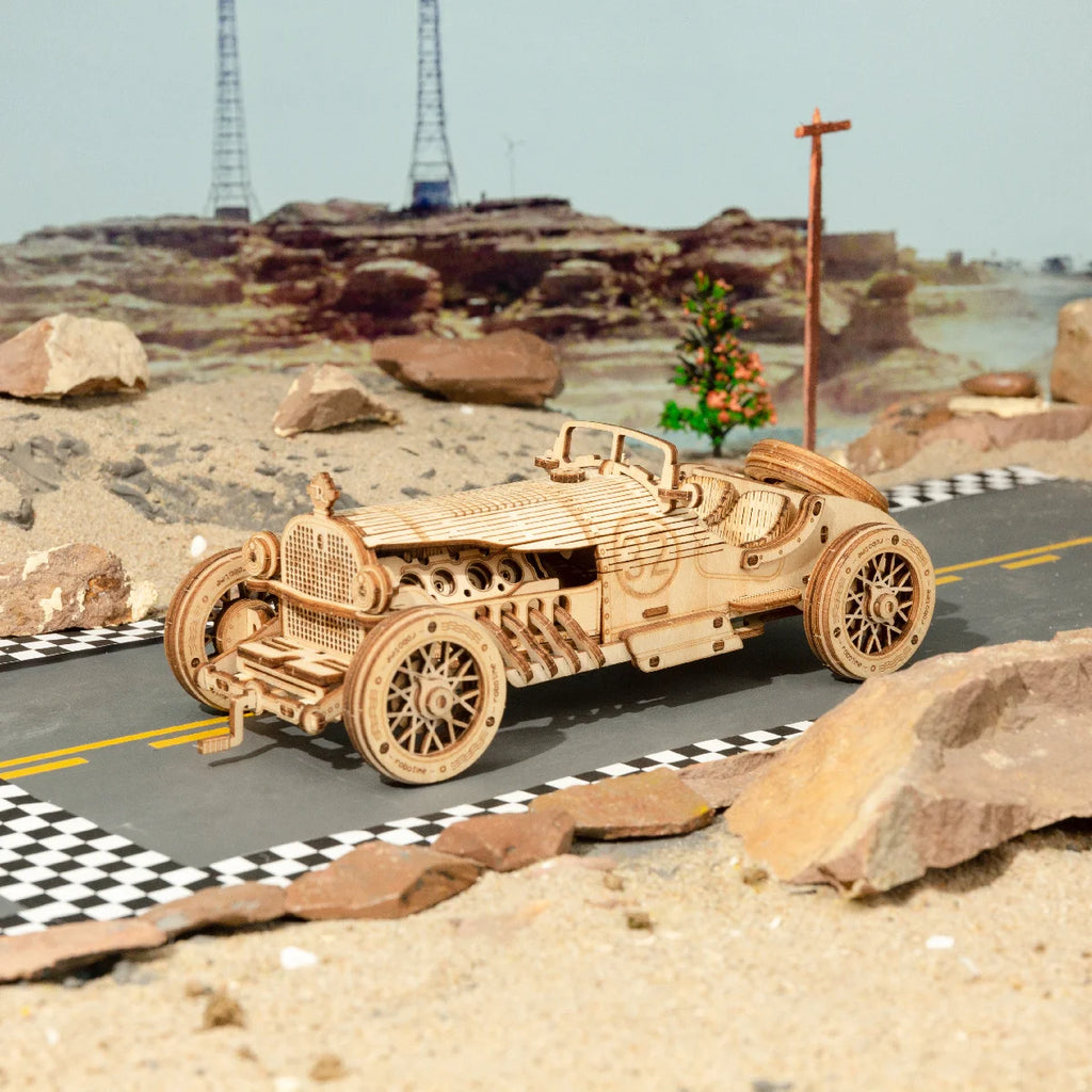 3D wooden classic car puzzles at 1:15 scale, vintage vehicle DIY model building kits