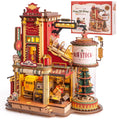 3D wooden puzzle Dream Factory model kit with light and music, DIY build for adults