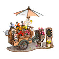 3D wooden flower cart puzzle model kit with multi-color blooms, no-glue DIY craft for adults