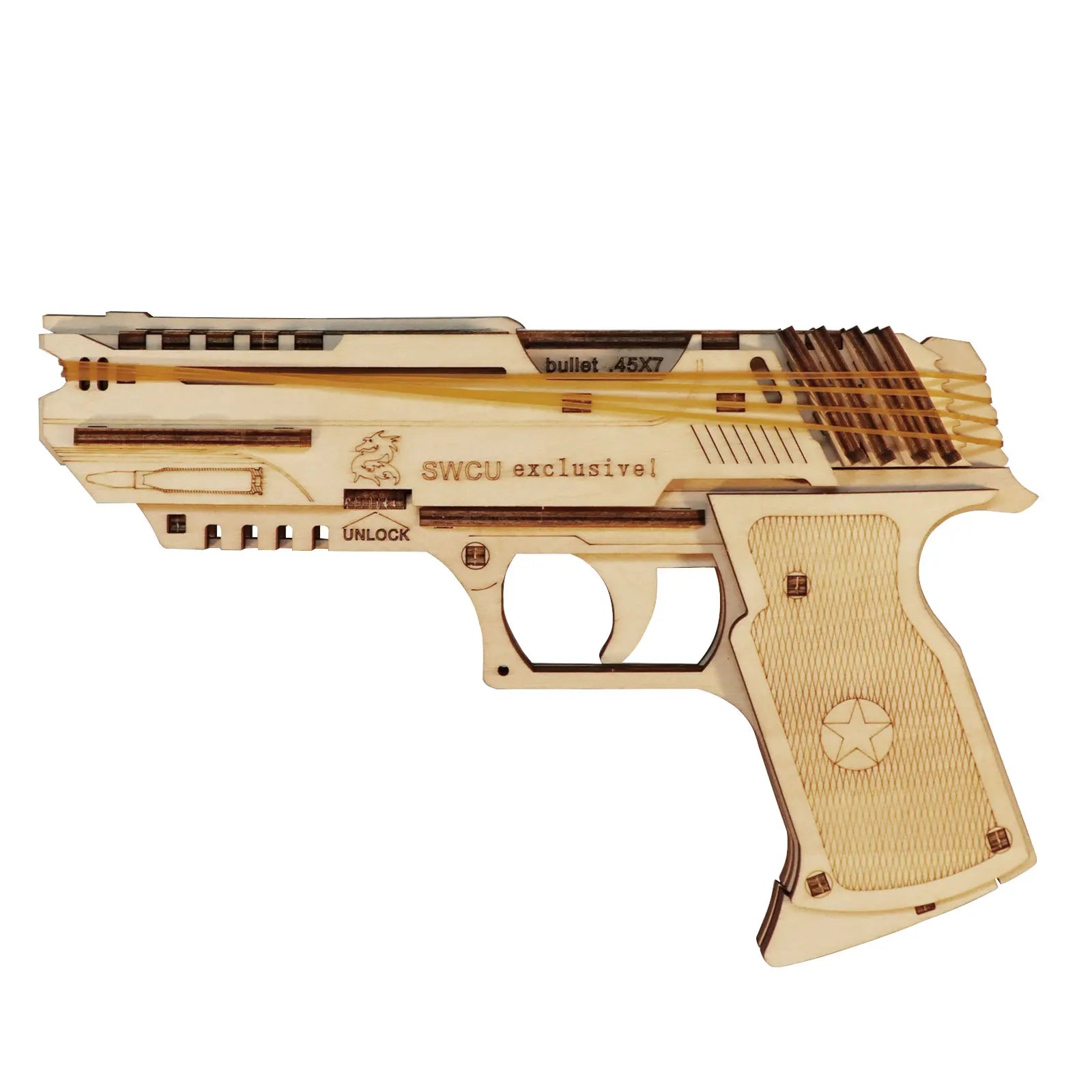 3D wooden rubber band gun model kit, DIY mechanical assembly puzzle for teens