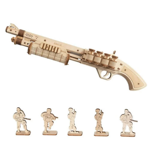 3D wooden toy gun puzzle, DIY mechanical model building kit for teens and adults