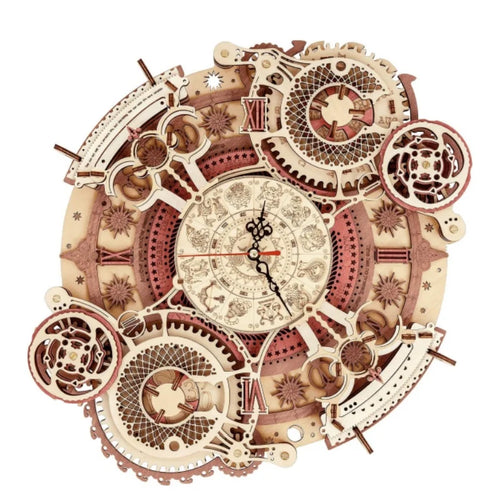 3D wooden wall clock puzzle, mechanical DIY building model kit for home decor