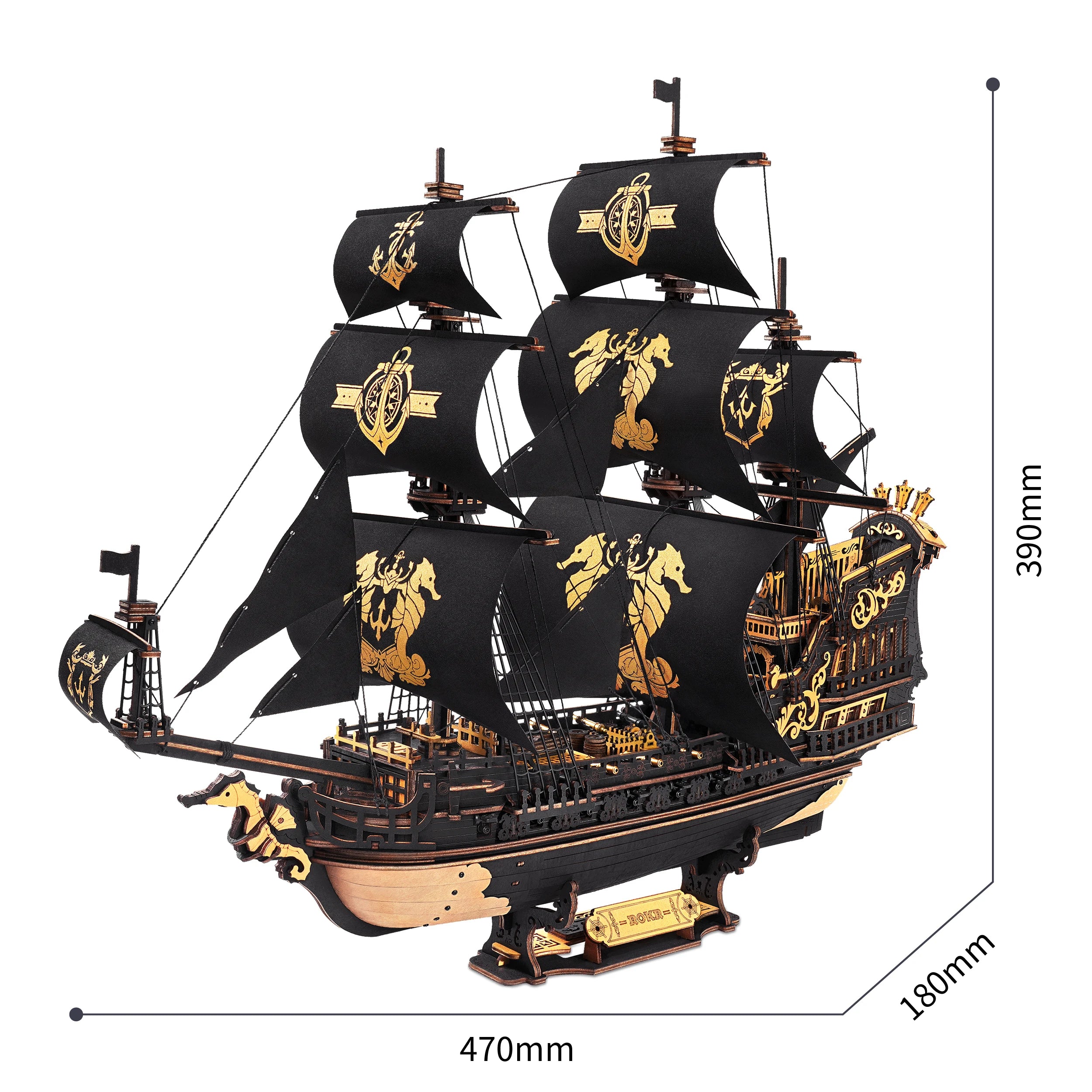3D wooden sailing barque puzzle, DIY plywood model kit for home desk decor