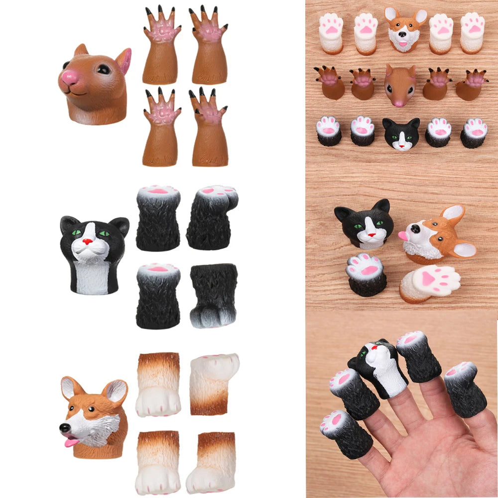 1Set Mini Animal Finger Puppet Toy Cute Cartoon Squirrel/Dog/Cat Hand Puppet Vinyl Toys Baby Educational Novelty Toys