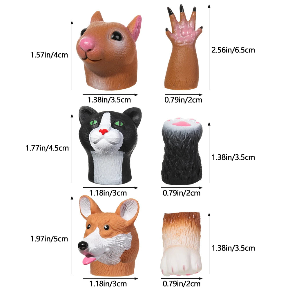 1Set Mini Animal Finger Puppet Toy Cute Cartoon Squirrel/Dog/Cat Hand Puppet Vinyl Toys Baby Educational Novelty Toys