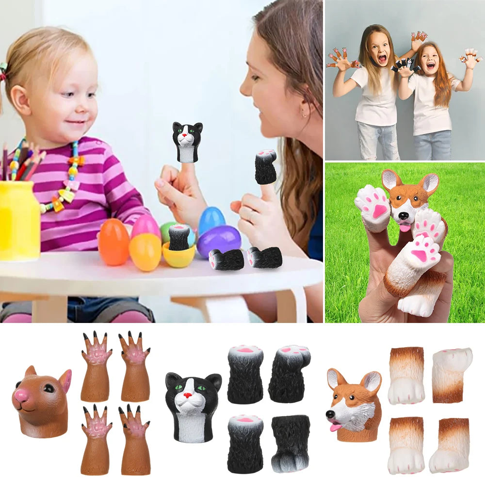 1Set Mini Animal Finger Puppet Toy Cute Cartoon Squirrel/Dog/Cat Hand Puppet Vinyl Toys Baby Educational Novelty Toys