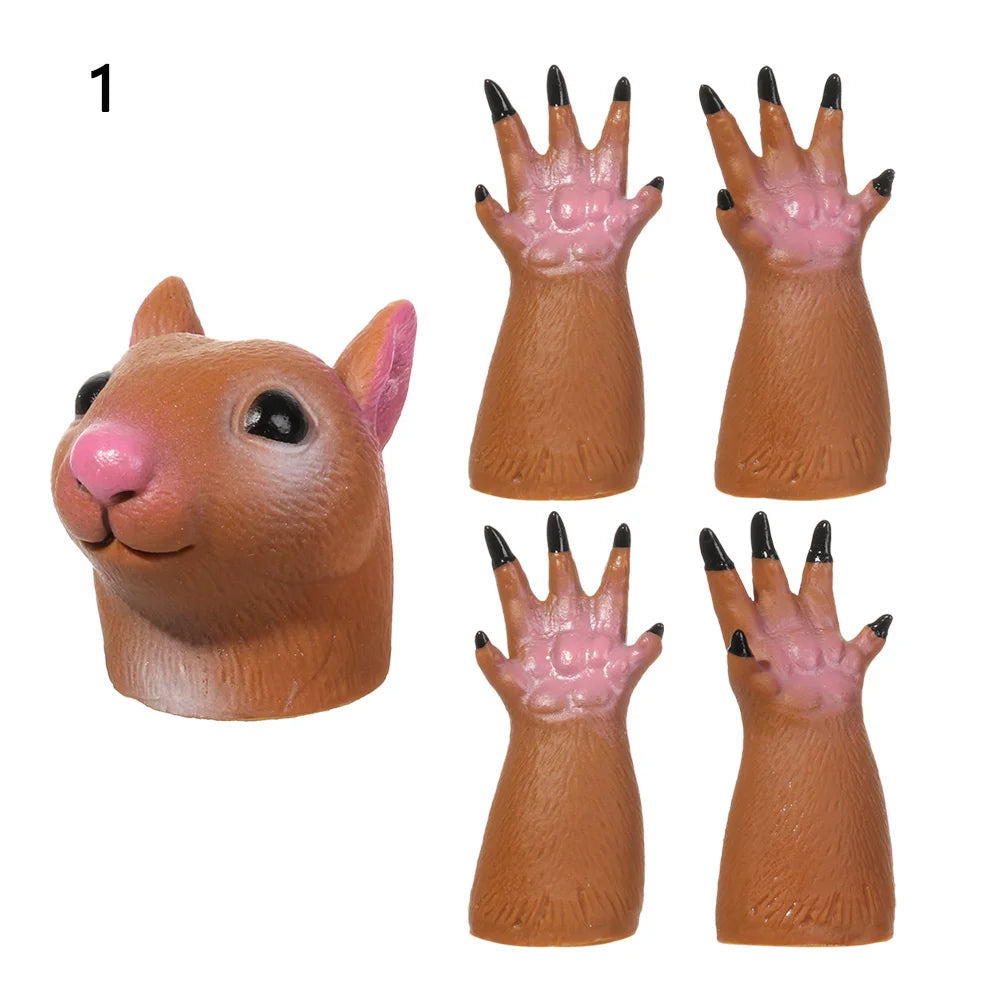 1Set Mini Animal Finger Puppet Toy Cute Cartoon Squirrel/Dog/Cat Hand Puppet Vinyl Toys Baby Educational Novelty Toys