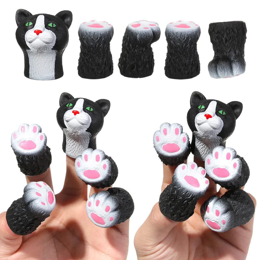 1Set Mini Animal Finger Puppet Toy Cute Cartoon Squirrel/Dog/Cat Hand Puppet Vinyl Toys Baby Educational Novelty Toys