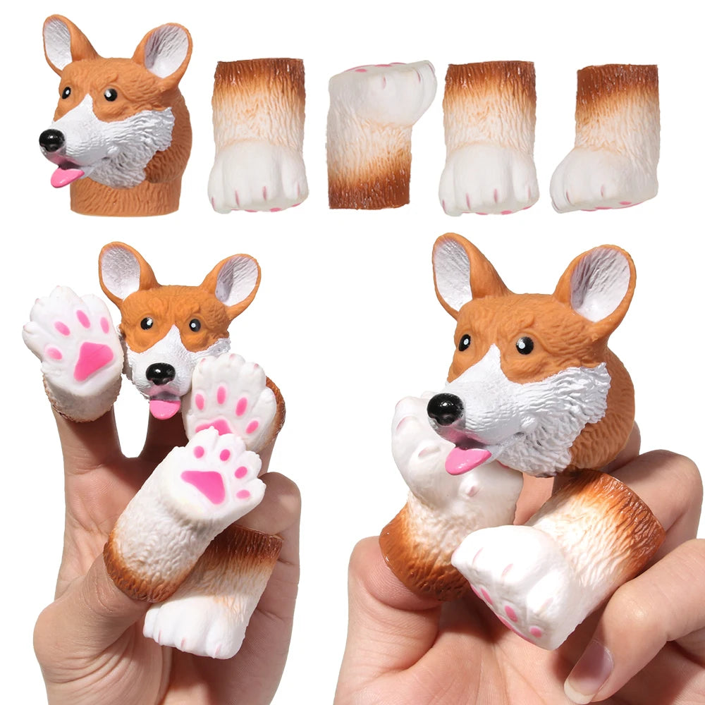 1Set Mini Animal Finger Puppet Toy Cute Cartoon Squirrel/Dog/Cat Hand Puppet Vinyl Toys Baby Educational Novelty Toys