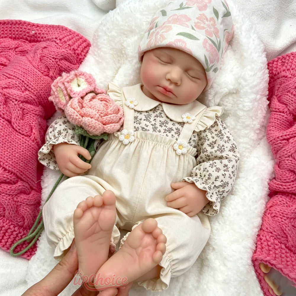 20inch Fine Art Silicone Reborn Baby Doll Can Use Pacifiers Realistic Details Comfortable to Hold Newborn Collection Doll For Art Lovers And Hobbyists