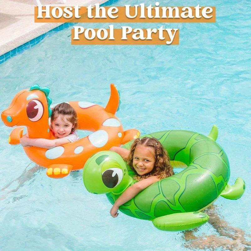 Joyfy 3Pack Inflatable Pool Tubes Floats Dinosaur Pool Beach Water Float for Kids Toddler Summer Party Decorations