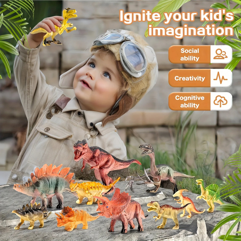 47 Pieces Dinosaur Toys - Realistic Jurassic Dinosaur Models with Egg Tree Fence - Educational Play Set, Create a Dinosaur World with Parents and Friends, Ideal Birthday Gift for Kids!