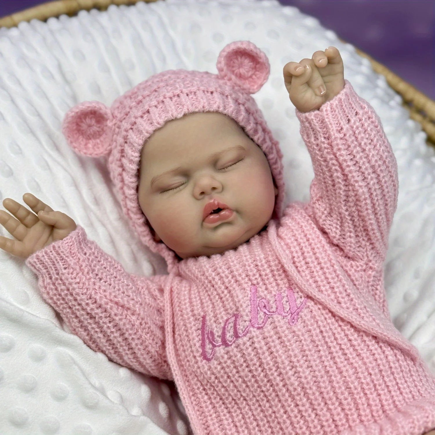 BZDOLL 20inch 50CM Asleep Fat Reborn Doll, 3D Skin Visible Veins, Vinyl Limbs Cloth Body Handmade Birthday Gift