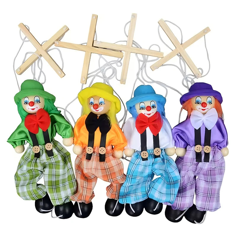 Wooden Marionette Puppets Pull String Puppet Clown Doll Birthday Christmas Gifts Theater Puppetry Party Favors For Kids Adults