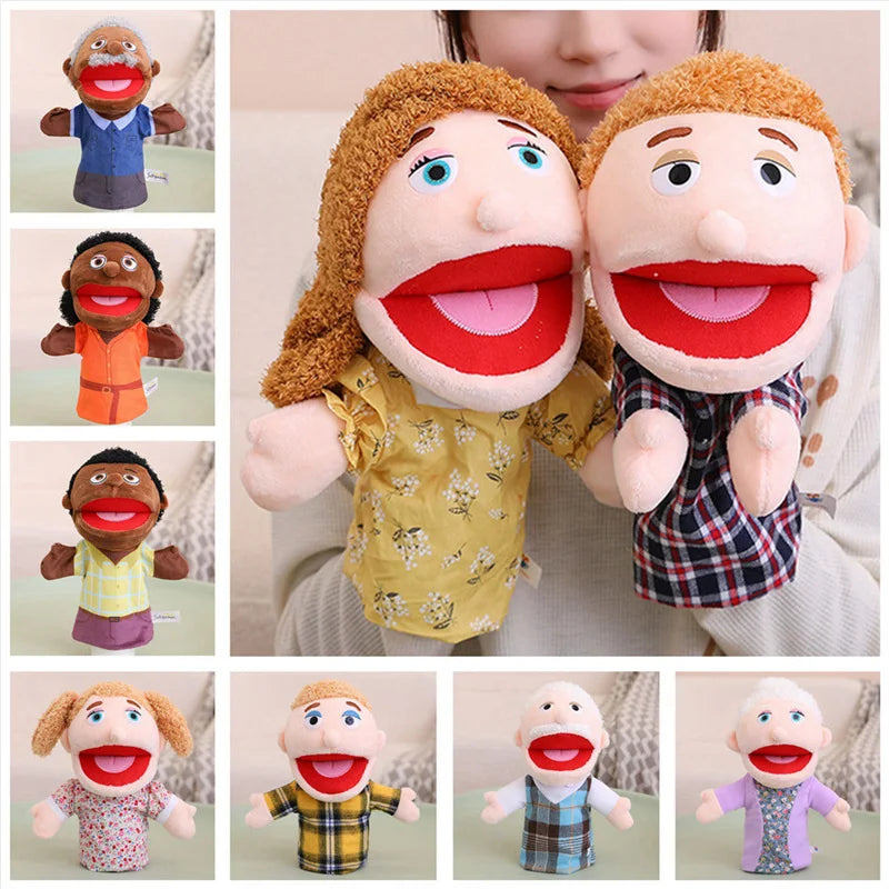 New 28cm-33cm Kids Plush Finger & Hand Puppet Popular Activity Boy Girl Role Play Bedtime Story Props Family Playing Toys Doll