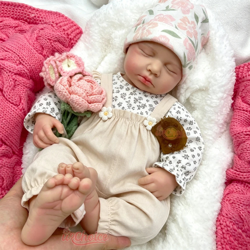 20inch Fine Art Silicone Reborn Baby Doll Can Use Pacifiers Realistic Details Comfortable to Hold Newborn Collection Doll For Art Lovers And Hobbyists