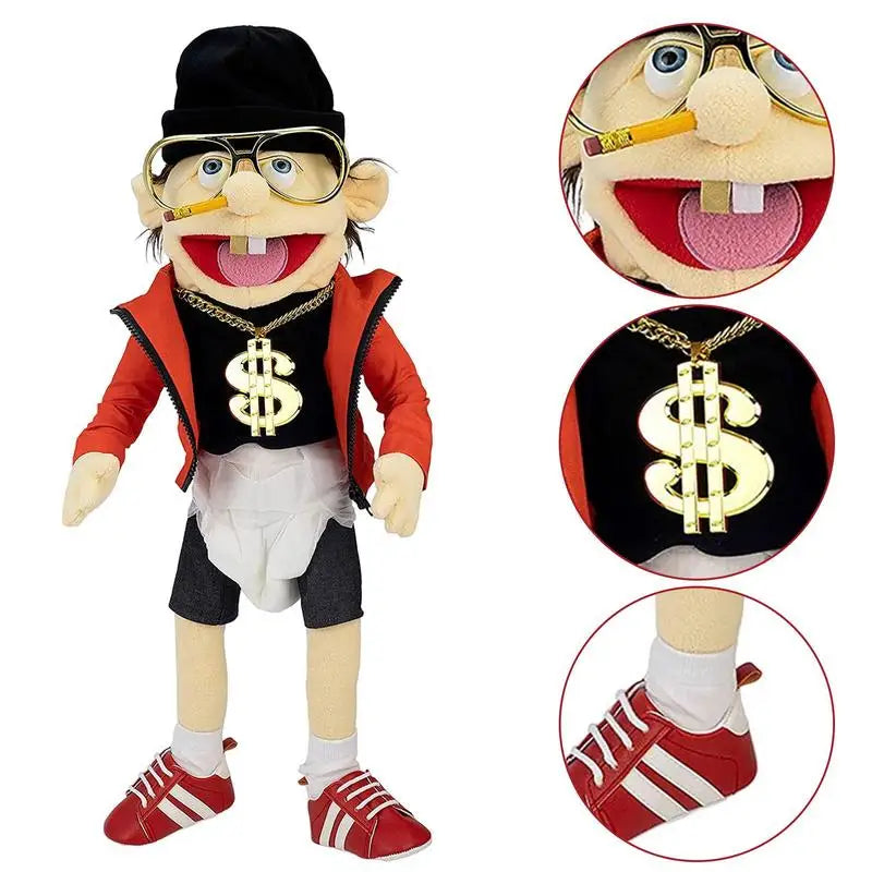 Large Jeffy Puppet Plush Toy Game Singer Rapper Zombie Hand Muppet Plushie Doll Parent-child Family Puppet Gifts for Fans Girls
