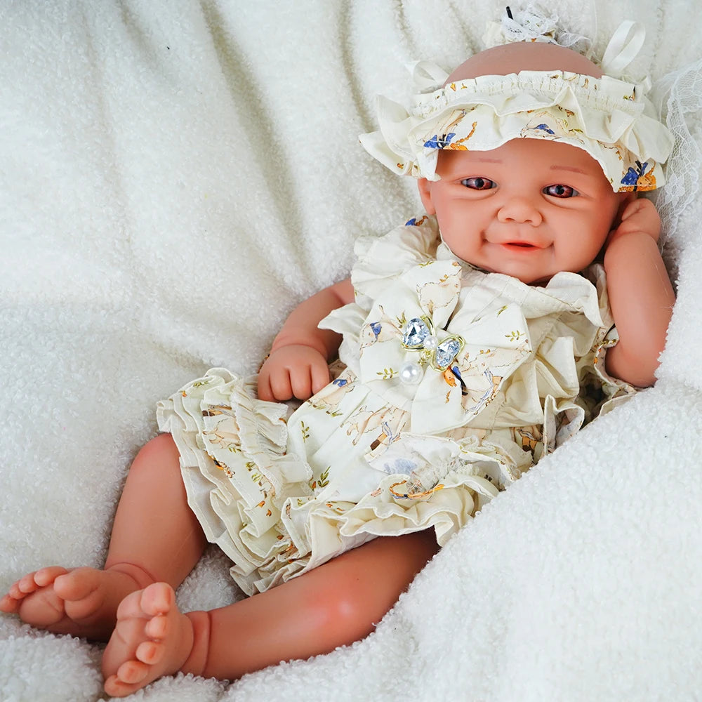 Waterproof Weighted Baby Girl 18.9" Lifelike Full Body Silicone Reborn Dolls Soft Handmade Newborn Dolls for Collector Gift