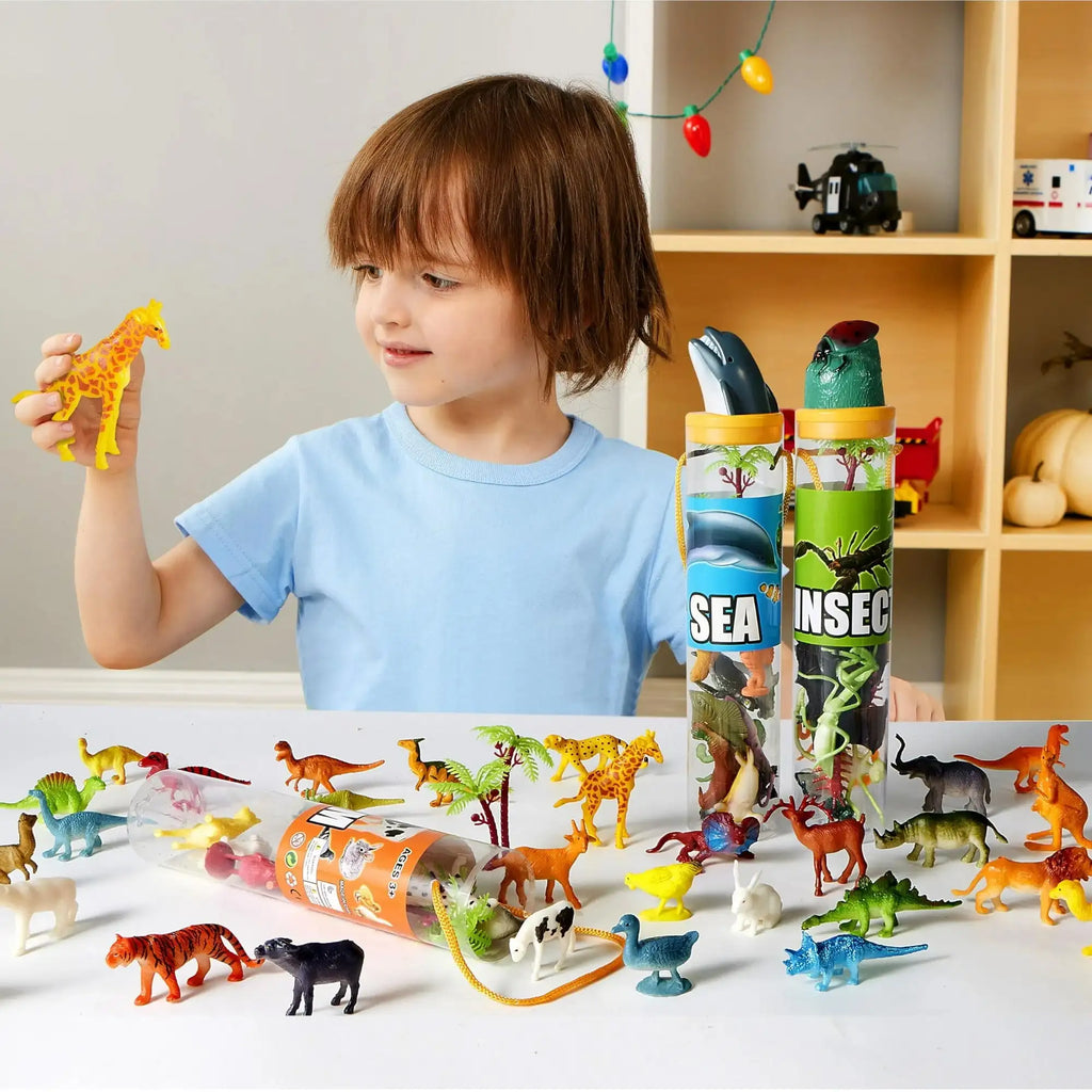 Joyfy 69Pcs Small Animal Figures Assorted Mini Plastic Animal Toy Tiny Little Animals for Kids Birthday Party Favor