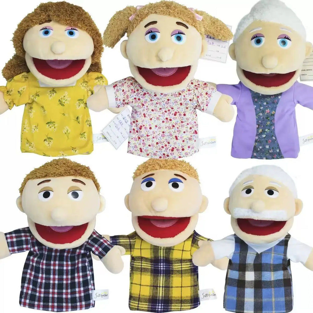 New 28cm-33cm Kids Plush Finger & Hand Puppet Popular Activity Boy Girl Role Play Bedtime Story Props Family Playing Toys Doll