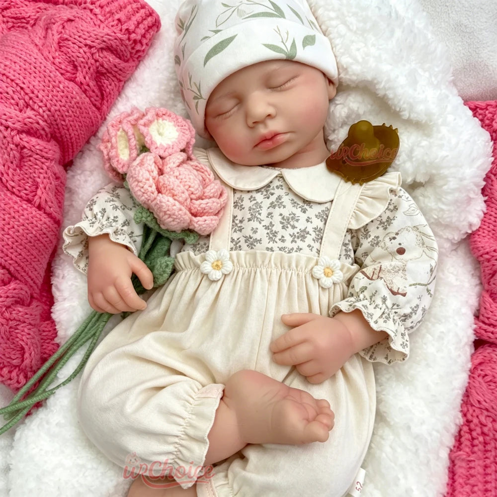20inch Fine Art Silicone Reborn Baby Doll Can Use Pacifiers Realistic Details Comfortable to Hold Newborn Collection Doll For Art Lovers And Hobbyists