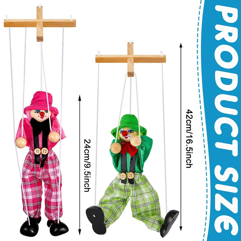 Marionette Puppets Clown Pull String Doll Birthday Christmas Gifts Theater Puppetry Party Favors For Kids Boys Girls Adults