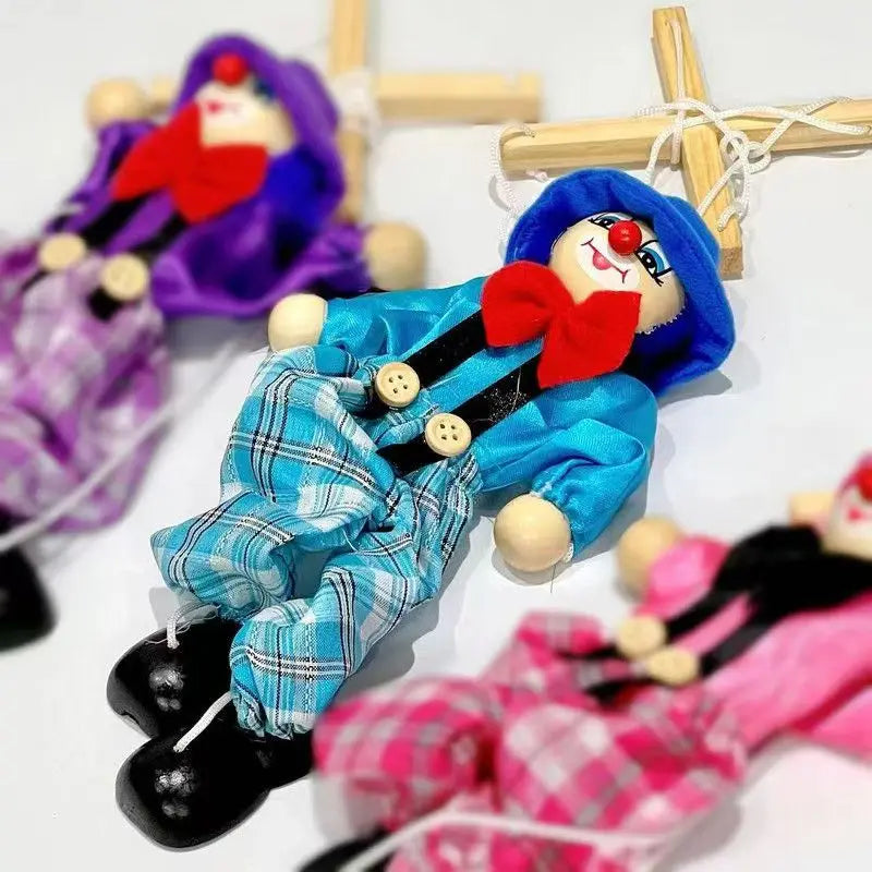 Wooden Marionette Puppets Pull String Puppet Clown Doll Birthday Christmas Gifts Theater Puppetry Party Favors For Kids Adults