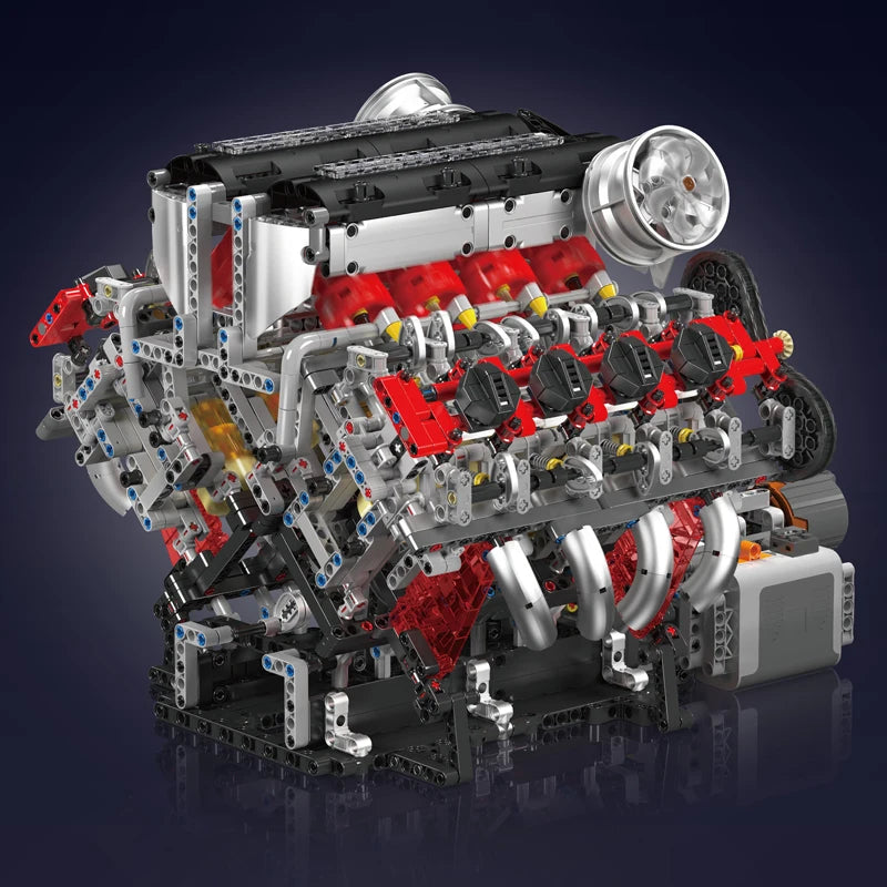 Mould King 10130 The F488 Supercar V8 Engine Building Block Technical Car Brick Set Assembly Car Engine Toys Kids Christmas Gift