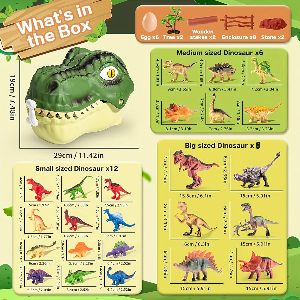 47 Pieces Dinosaur Toys - Realistic Jurassic Dinosaur Models with Egg Tree Fence - Educational Play Set, Create a Dinosaur World with Parents and Friends, Ideal Birthday Gift for Kids!