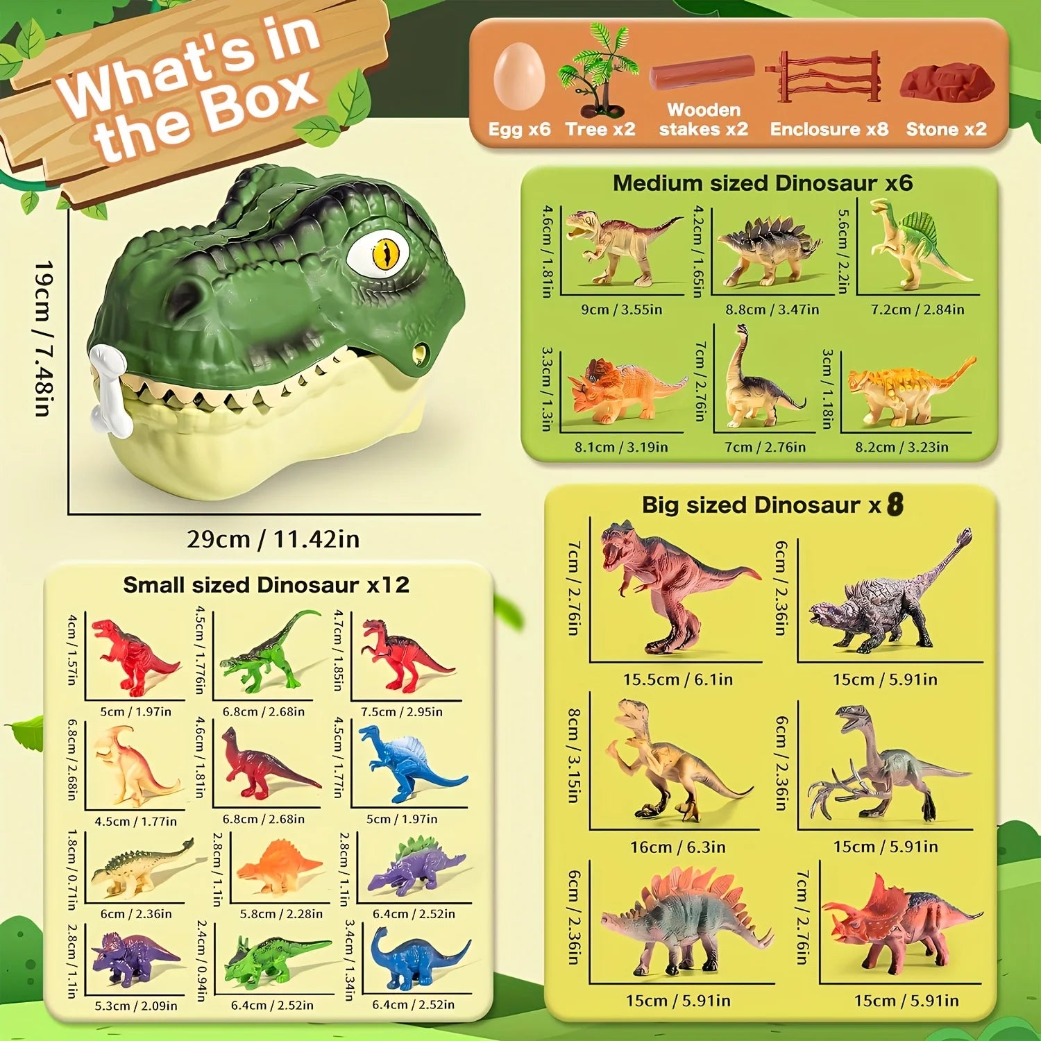 47 Pieces Dinosaur Toys - Realistic Jurassic Dinosaur Models with Egg Tree Fence - Educational Play Set, Create a Dinosaur World with Parents and Friends, Ideal Birthday Gift for Kids!