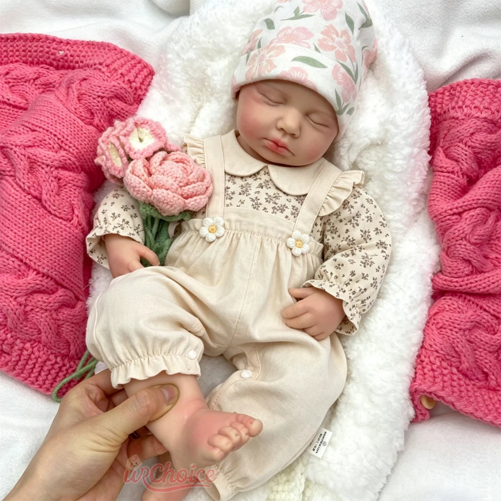20inch Fine Art Silicone Reborn Baby Doll Can Use Pacifiers Realistic Details Comfortable to Hold Newborn Collection Doll For Art Lovers And Hobbyists