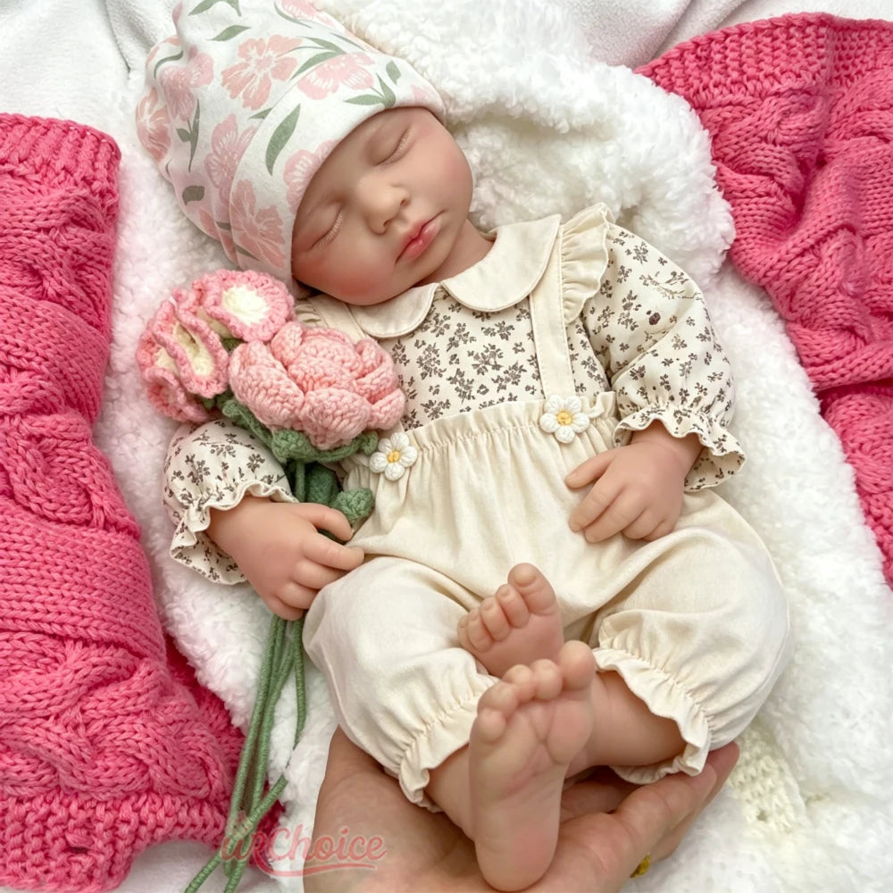 20inch Fine Art Silicone Reborn Baby Doll Can Use Pacifiers Realistic Details Comfortable to Hold Newborn Collection Doll For Art Lovers And Hobbyists