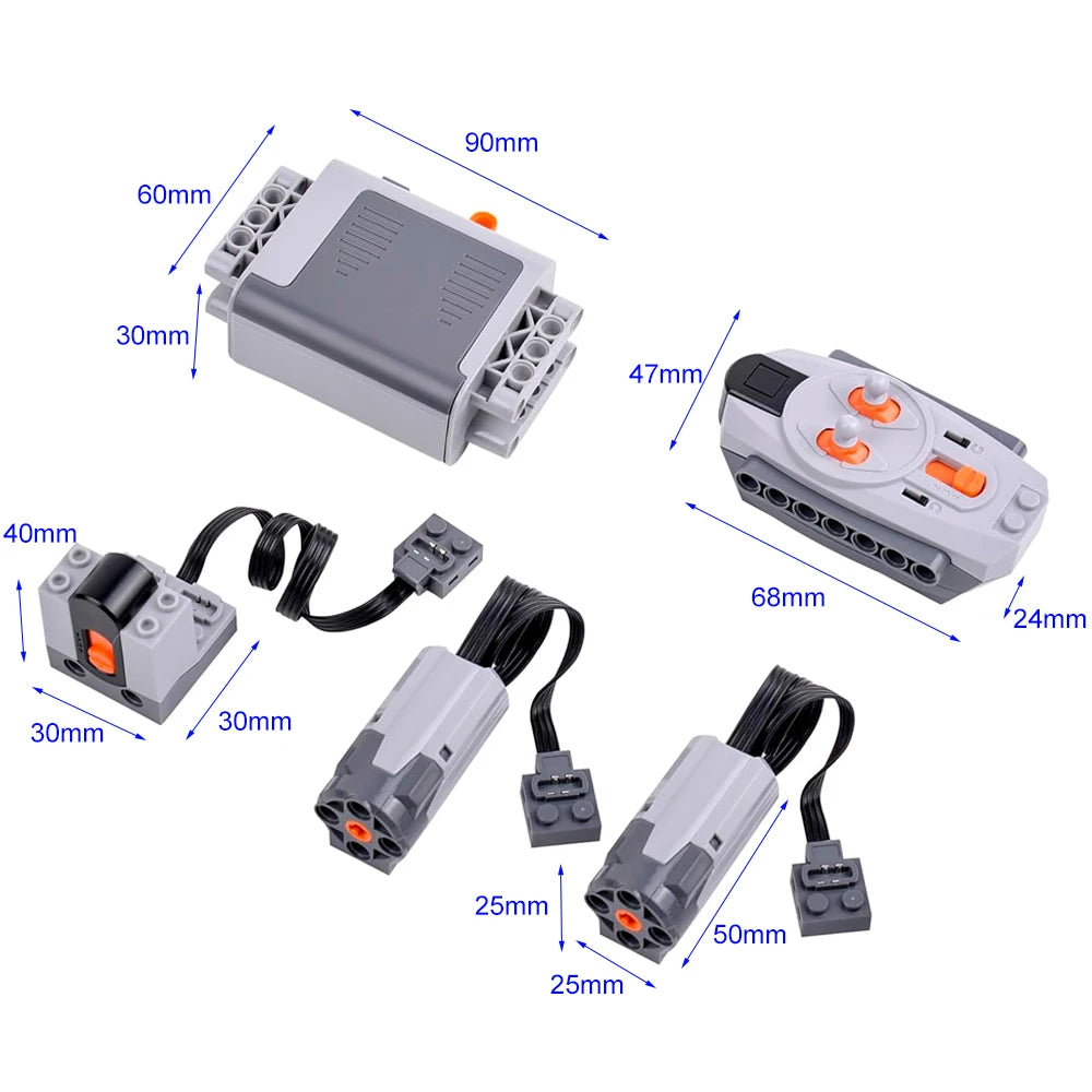 5PCS MOC Power Functions Motor Set M Motor AA Battery Box IR Remote Control IR Receiver Building Blocks Compatible with legoeds